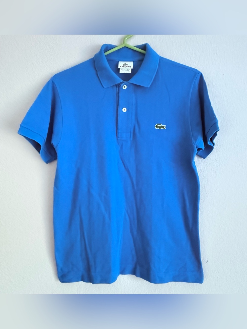 Lacoste Men's Solid Blue Cotton Pullover Collared Short Sleeve Polo Shirt Sz 2
